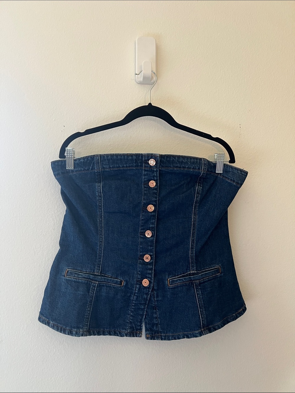 GAP Dark Blue Denim Strapless Vest Top with Elastic Back